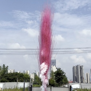 Розовый веерный салют Лапша 16 залпов